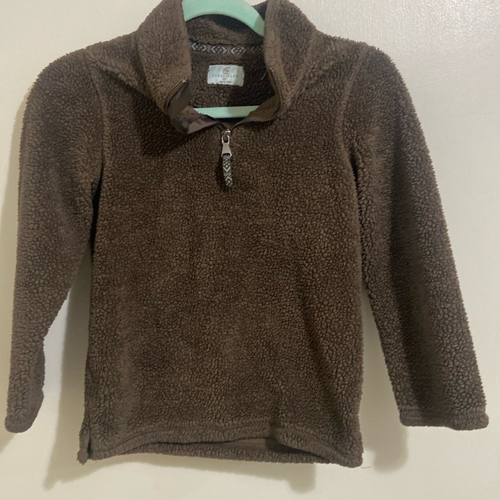 Class club boys quarter zip brown fuzzy pullover size 6/7